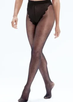 New Pretty Polly Eco Wear Biodegradable Spot Tights Black