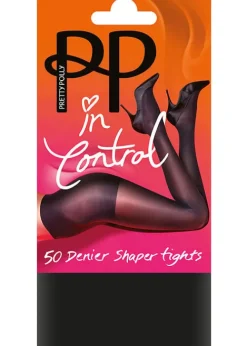 New Pretty Polly In Control 50 Denier Opaque Shaper Tights Black