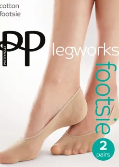 Online Pretty Polly Legworks Cotton Footsie 2 Pair Pack Nude