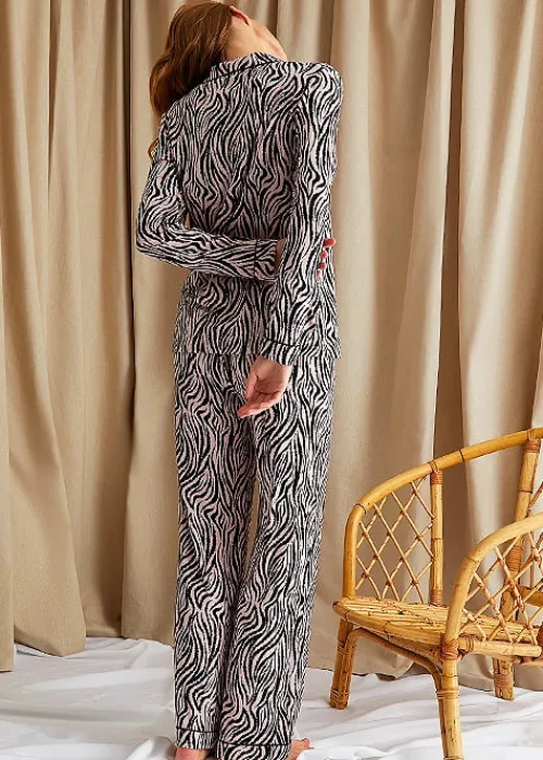 Clearance Pretty You London Animal Print Bamboo Pyjama Set Zebra Animal Print