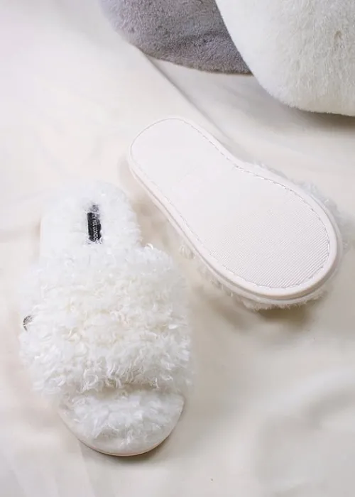 Online Pretty You London Candy Slippers Vanilla