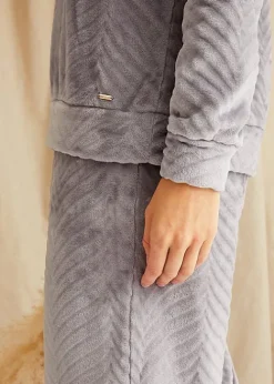 Online Pretty You London Cosy Chevron Lounge Suit Shale Grey