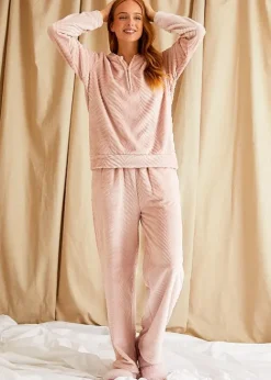 Flash Sale Pretty You London Cosy Chevron Lounge Suit Rose
