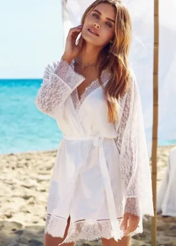 Sale Promise Bridal Short Robe White
