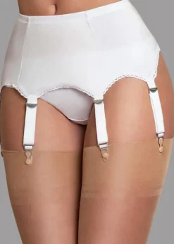 Flash Sale Sassy 6 Strap Plain Suspender Belt White