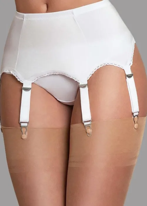 Flash Sale Sassy 6 Strap Plain Suspender Belt White
