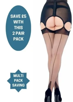 Sale Vickys Nylons Oh La La Rht Cuban Heel Seamed Stockings 2 Pair Pack Black