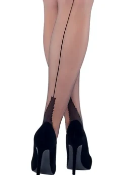 Clearance Vickys Nylons Oh La La Rht Cuban Heel Seamed Stockings Black